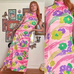 Vintage 60s floral maxi dress